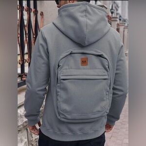 BLACK Hoodie with Matching attached Backpack ~

Used the gray picture for detail